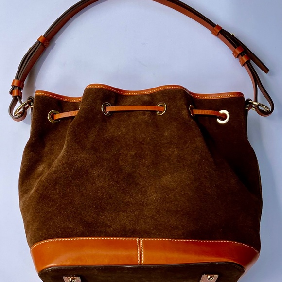 Dooney & Bourke Chocolate Suede Drawstring Bucket Bag - Picture 8 of 16